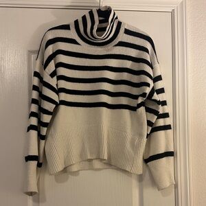 a new day Black and White Striped Turtleneck Sweater